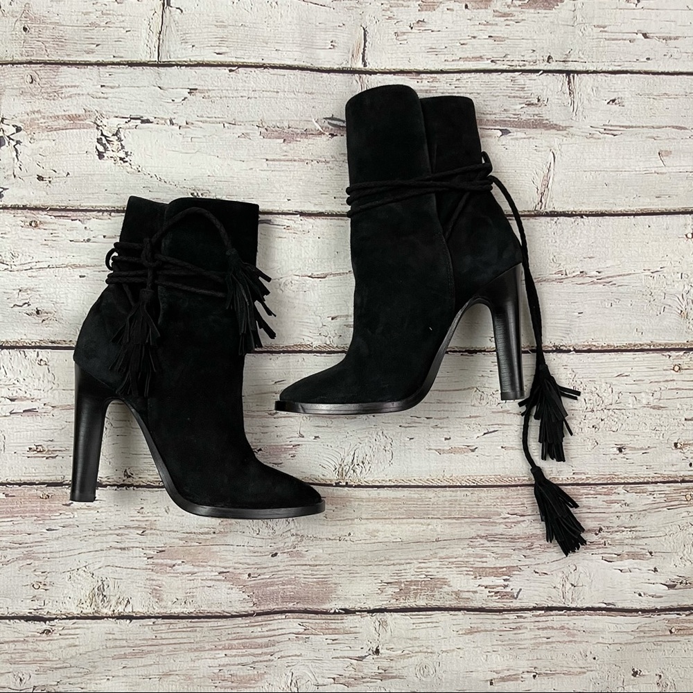 Joie chap tassel suede leather heeled booties